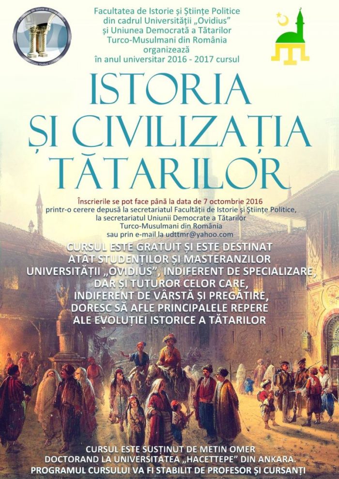 Curs gratuit despre istoria și civilizația tătarilor, organizat de UDTTMR și Universitatea Ovidius. Oricine se poate înscrie