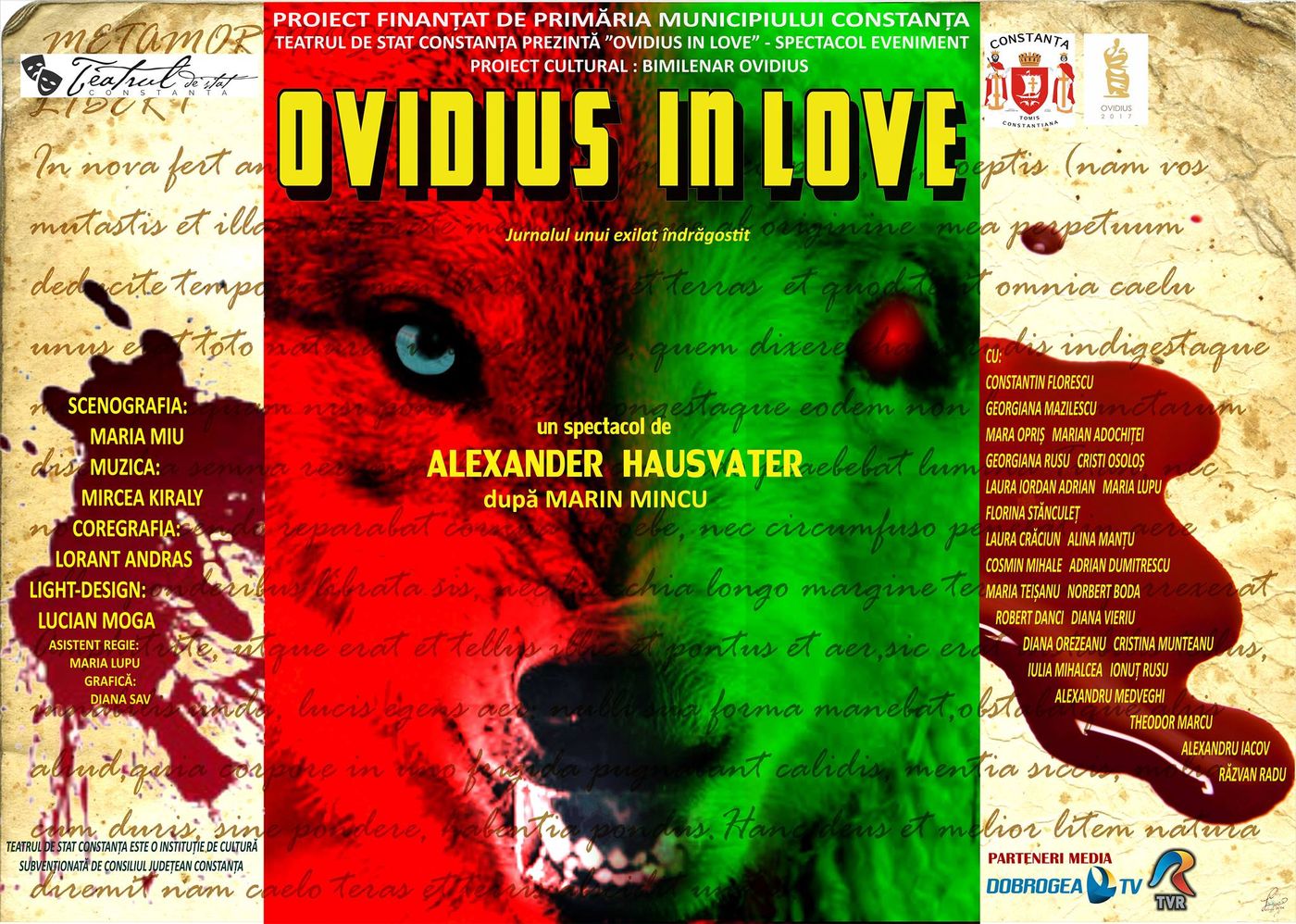 Ovidius in love, cea mai spectaculoasă premieră a Teatrului de Stat Constanța. Prima reprezentație are loc azi. Intrarea este gratuită