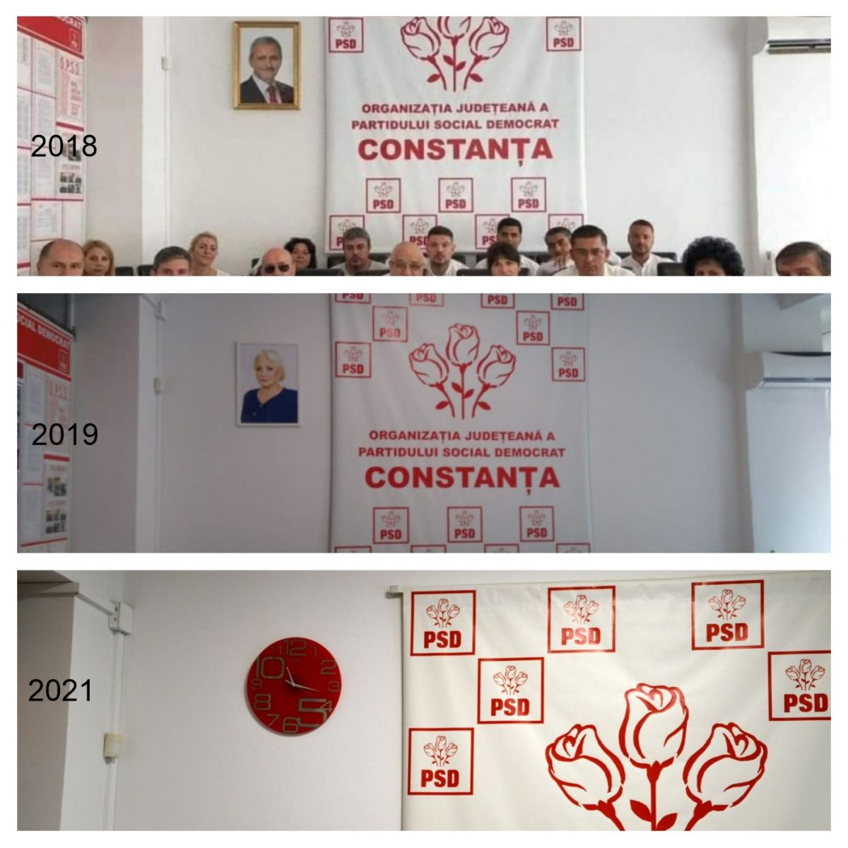 Tablourile președinților PSD și ceasul roșu