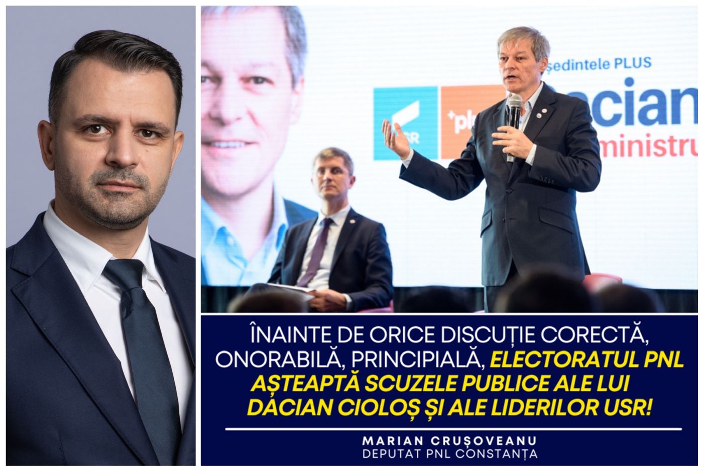 Un deputat liberal spune verde-n față: „Electoratul PNL așteaptă scuzele publice ale lui Dacian Cioloș și ale liderilor USR”
