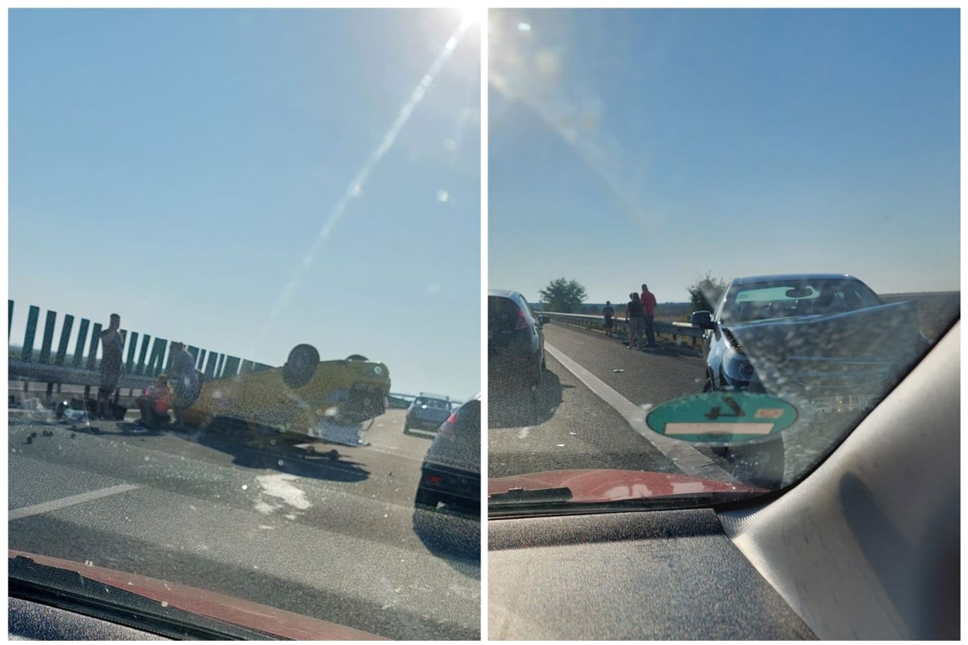 Mașină răsturnată pe Autostrada Constanța – București
