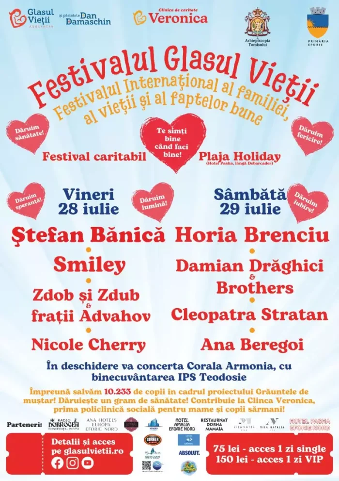 Ștefan Bănică Jr., Smiley, Horia Brenciu, Zdob și Zdub, Corala Armonia, concert caritabil în Eforie Nord